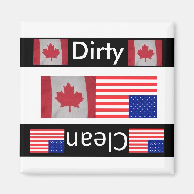 USA Kanada Flagge schmutziger sauberer Geschirrspü Magnet (Vorne)