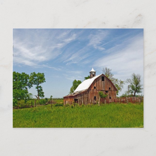 USA, Kansas. Alte rote Scheune Postkarte (Vorderseite)