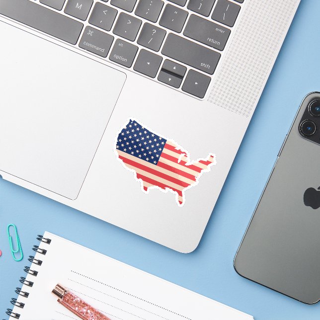USA-Karte Aufkleber (Laptop mit iPhone)