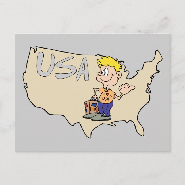 USA Karte Cartoon Art (Vorderseite)