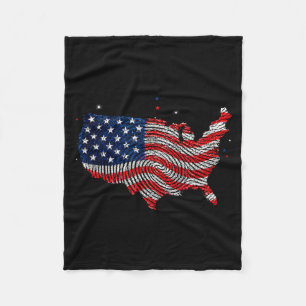 Usa-Karte Flagge Fingerabdruck Amerikanisch Patrio Fleecedecke