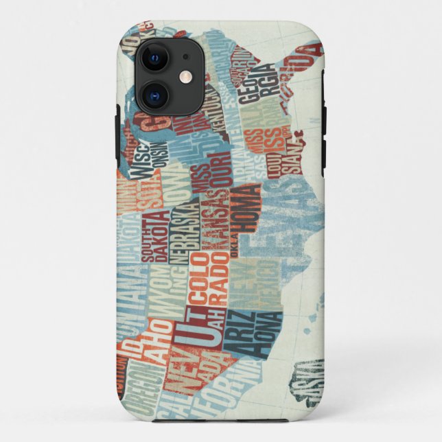 USA-Karte mit Staaten in den Wörtern Case-Mate iPhone Hülle (Rückseite)