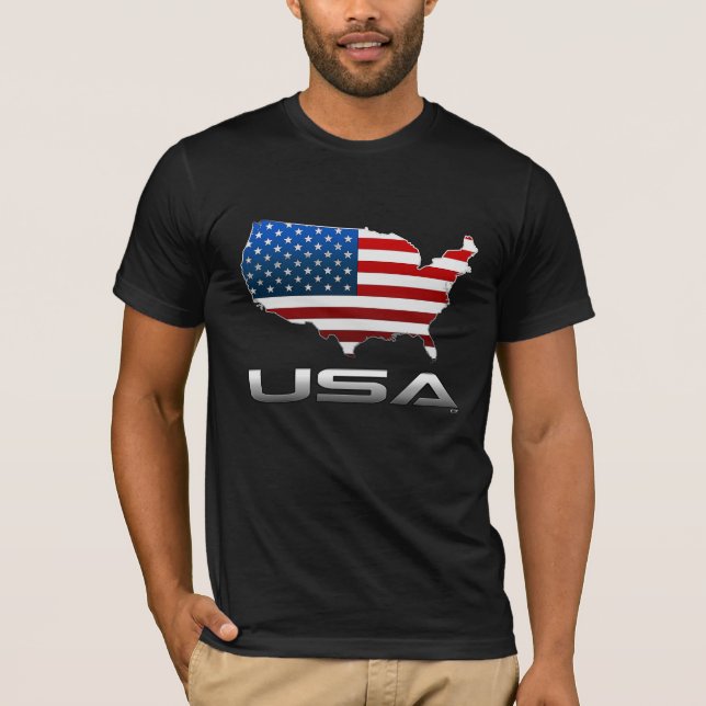 USA: Karte und Flagge T-Shirt (Vorderseite)