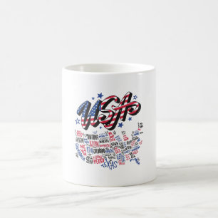 USA Karte US-Bundesstaaten Amerika Kaffeetasse