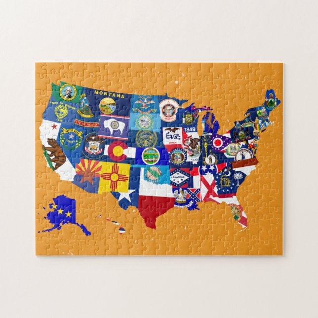 USA-Karten-Staat kennzeichnet Mosaik Puzzle (Horizontal)