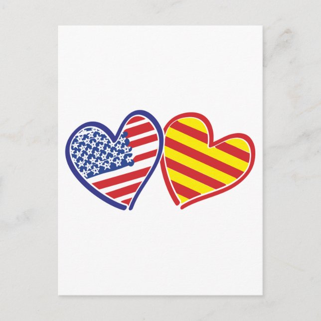 USA Katalonien Patriotische Liebe Herz Postkarte (Vorderseite)