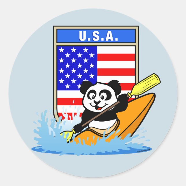 USA Kayaking Panda Runder Aufkleber (Vorderseite)