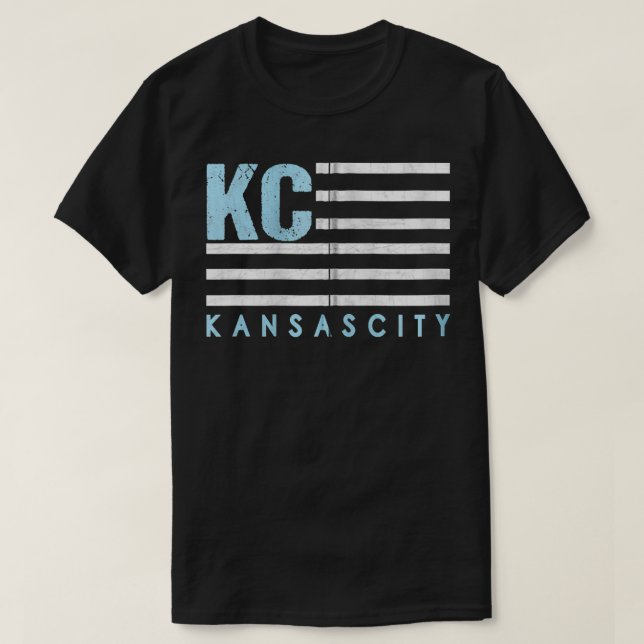 USA KC Flag Royal & Light blue KC Kansas City Patr T-Shirt (Design vorne)