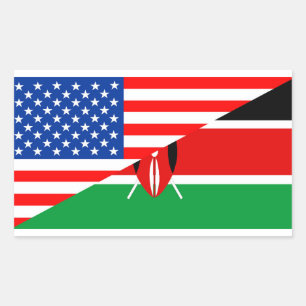 usa Kenia Land Halbfahne US-Symbol Rechteckiger Aufkleber