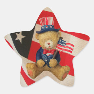 USA kennzeichnen patriotischen Teddybären Stern-Aufkleber