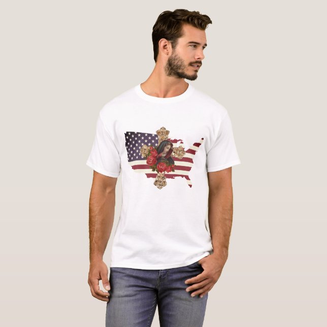 USA KENNZEICHNEN TRAURIGE MUTTER-ROSEN T-Shirt (Vorne ganz)