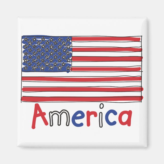 USA - KIDS-Flagge Magnet (Vorne)