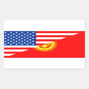 usa Kirgisistan Land Halbfahne Amerikanische Symbo Rechteckiger Aufkleber