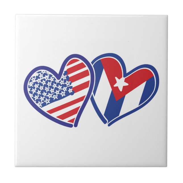 USA Kuba Liebe Hearts Fliese (Vorderseite)