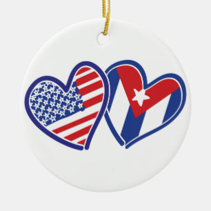 USA Kuba Liebe Hearts Keramikornament