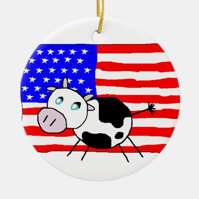 USA-Kuh-Verzierung Keramik Ornament (Vorne)