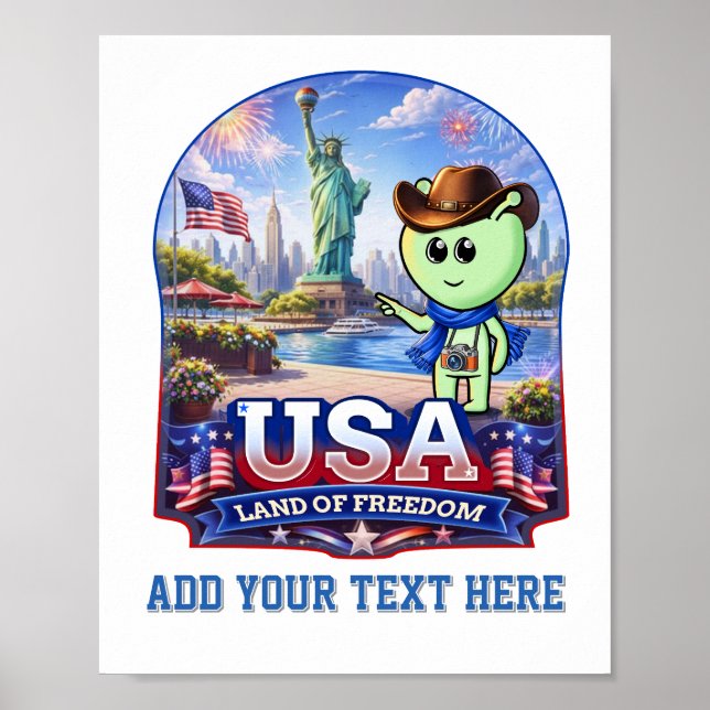 USA Land of Freedom Cute Travel Badge  Poster (Vorne)