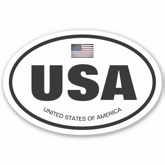 USA Ländercode American flagge oval vinylval Aufkleber (Vorderseite)