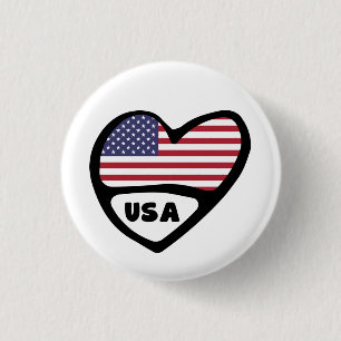 USA-Landeskennzahl-Flaggen-Herz-Button, Vereinigte Button