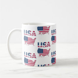 USA Lettering and Map Political Patriotic Kaffeetasse