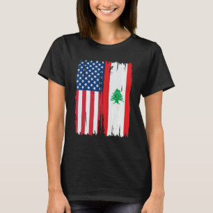 USA Libanon Halbamerikanische Flaggenstaaten T-Shirt