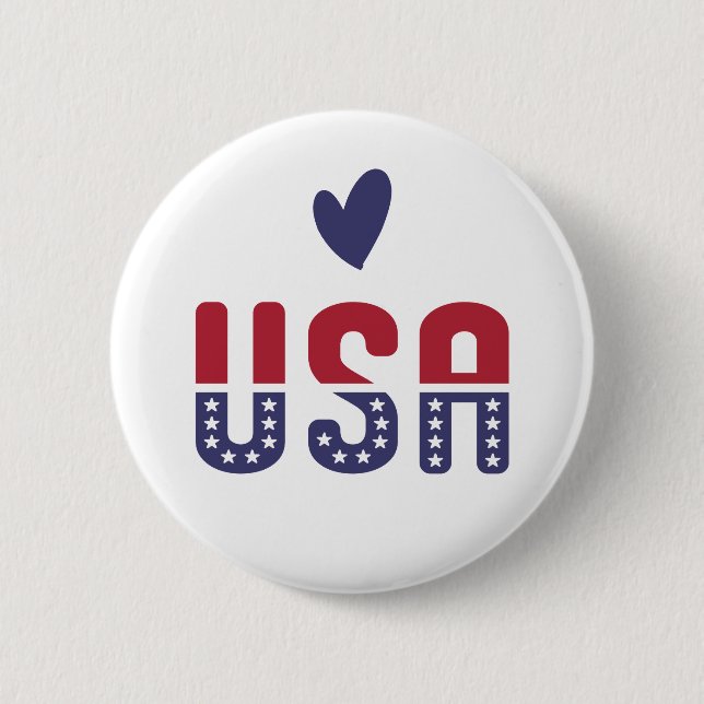 USA Liebe American Flag Red White Blue Patriotic Button (Vorderseite)