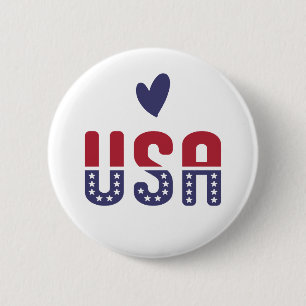 USA Liebe American Flag Red White Blue Patriotic Button