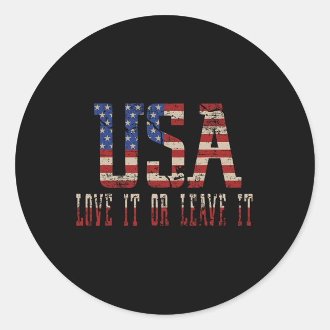 USA Liebe es oder Verließ es Geschenk für Lover In Runder Aufkleber (Vorderseite)