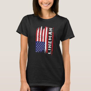 USA Lineman 4. Juli American Football Flagge   T-Shirt
