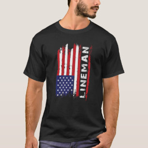 USA Lineman 4. Juli American Football Flagge   T-Shirt