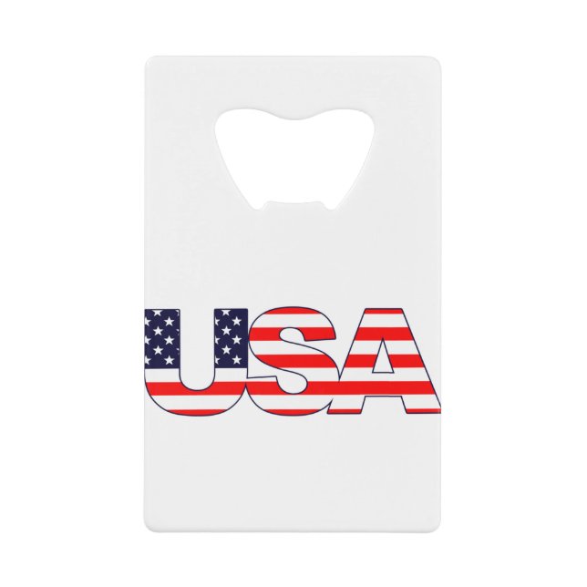 USA Logo-Initialen mit amerikanischer Flagge Geldbeutel Flaschenöffner (Vorderseite)
