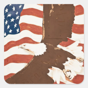 USA, Louisiana, Port Allen. Patriotisches Wandgemä Quadratischer Aufkleber