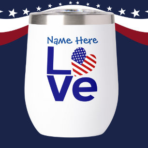 USA Love Flag in Blau Personalisiert