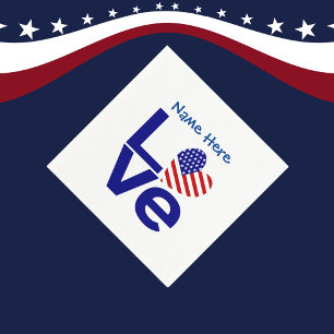 USA Love Flagge in Blau Personalisierte Party Cock Serviette