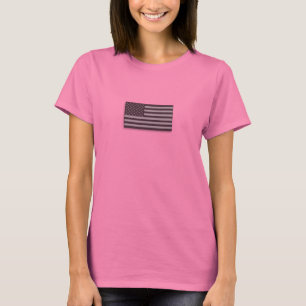 USA Low Visibility American Flag Camouflage Gray W T-Shirt