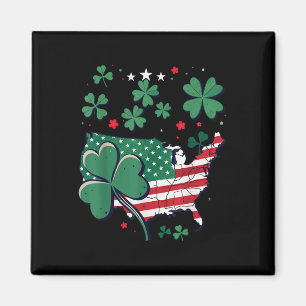 Usa Lucky Clover Map - Patriotic American St. Magnet