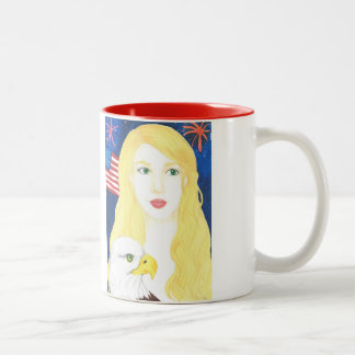 USA-Mädchen-Tasse 11oz (weiß/Rot) Zweifarbige Tasse