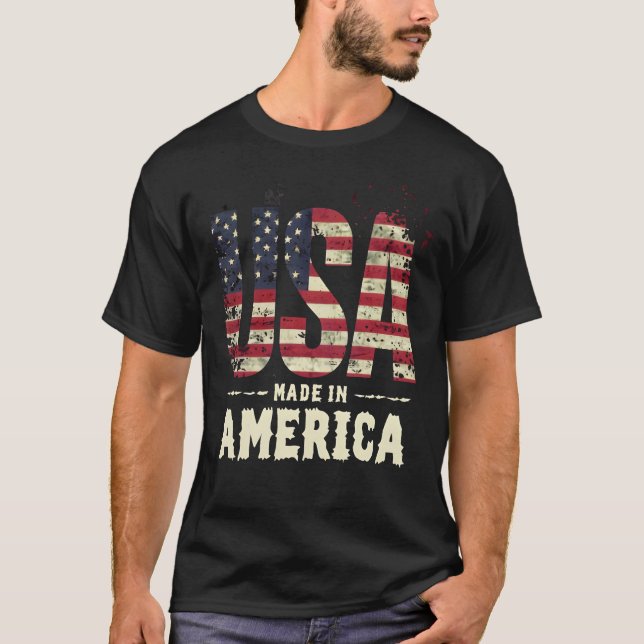 USA Made in America Distressed American Flag T-Shi T-Shirt (Vorderseite)