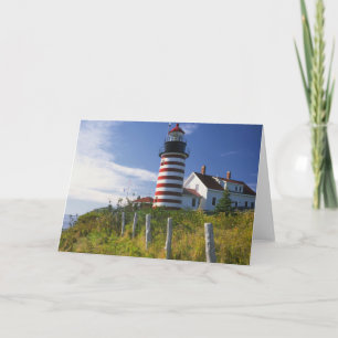 USA, Maine, Lubec. West Quoddy Head Leuchtturm Feiertagskarte