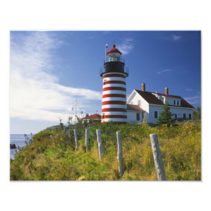 USA, Maine, Lubec. West Quoddy Head Leuchtturm Fotodruck
