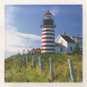 USA, Maine, Lubec. West Quoddy Head Leuchtturm Glasuntersetzer