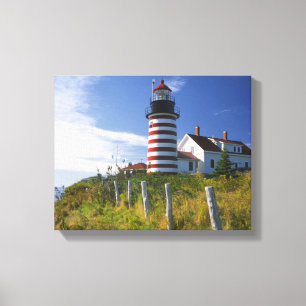 USA, Maine, Lubec. West Quoddy Head Leuchtturm Leinwanddruck