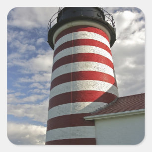 USA, Maine, Lubec. West Quoddy Head Leuchtturm Quadratischer Aufkleber