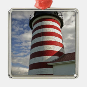 USA, Maine, Lubec. West Quoddy Head Leuchtturm Silbernes Ornament
