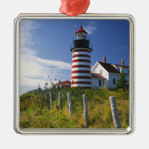 USA, Maine, Lubec. West Quoddy Head Leuchtturm Silbernes Ornament