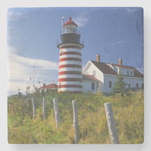 USA, Maine, Lubec. West Quoddy Head Leuchtturm Steinuntersetzer