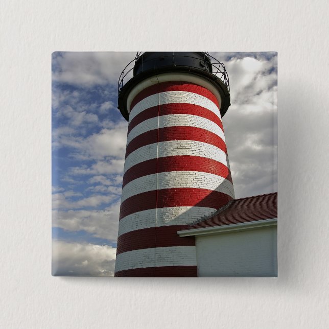 USA, Maine, Lubec. West Quoddy Head LIghthouse Button (Vorderseite)