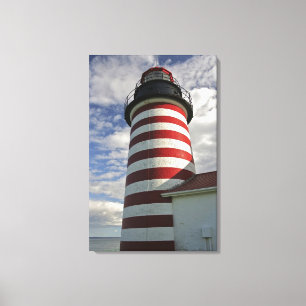 USA, Maine, Lubec. West Quoddy Head LIghthouse Leinwanddruck