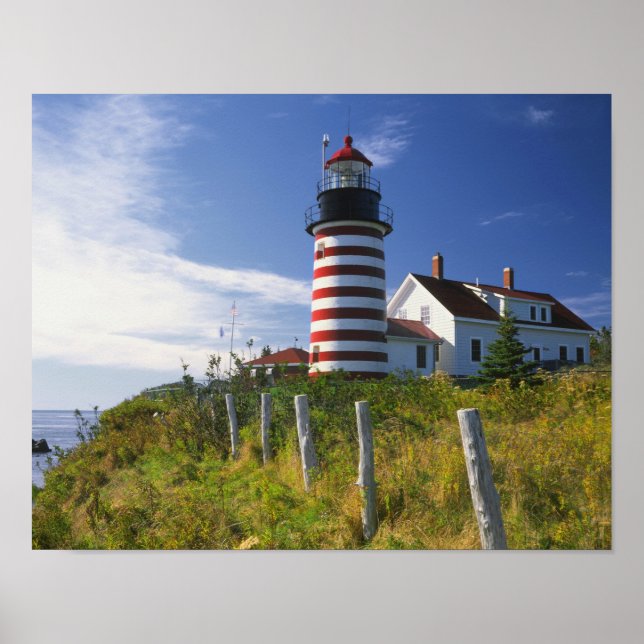 USA, Maine, Lubec. West Quoddy Head Lighthouse Poster (Vorne)