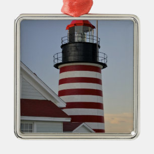 USA, Maine, Lubec. West Quoddy Head Lighthouse, Silbernes Ornament